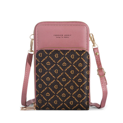 Elegant telefonväska med pekskärm – Chic Crossbody-plånbok i PU-läder med dragkedja