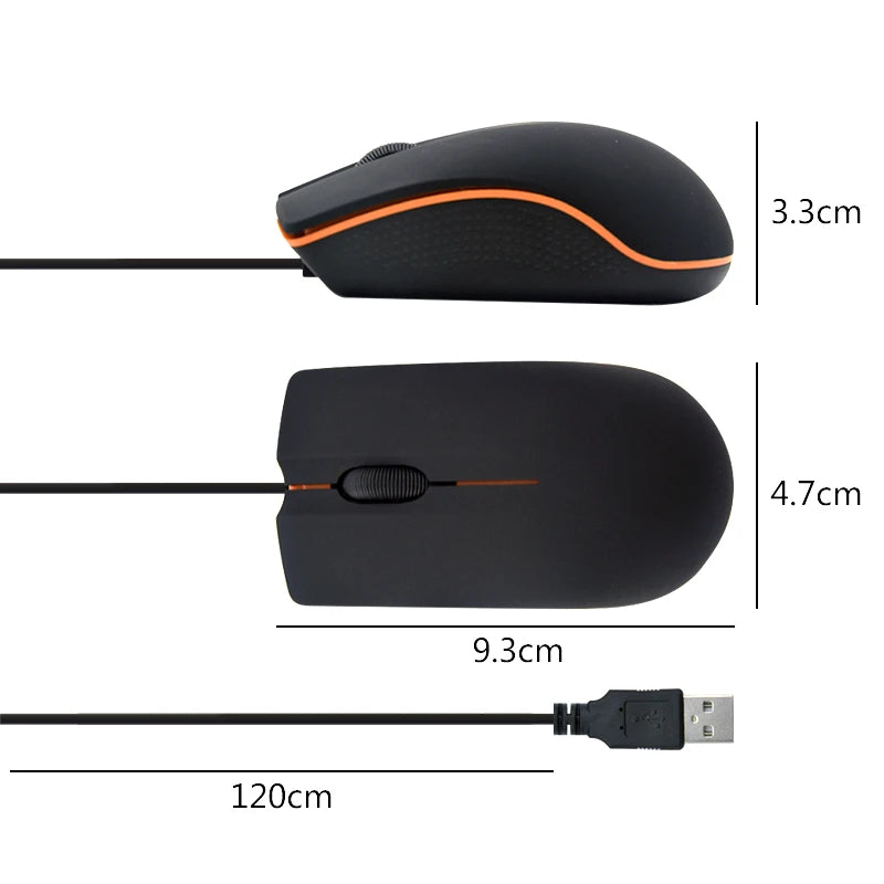 Mini USB 3D Wired Mouse Optical 1200 DPI