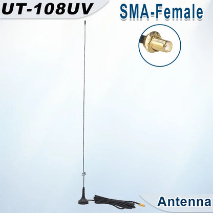 UT-108UV Walkie Talkie Car Antenna Magnetic SMA-F Dual Band UHF VHF for Baofeng UV-5R TYT WOUXUN Quansheng UV-K5 8 Two Way Radio