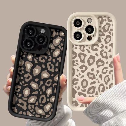 Svart &amp; vitt telefonfodral Leopard mjukt skal Stötsäkert för iPhone