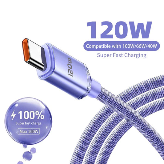 120W PD Typ C-kabel Supersnabb laddarsladd Snabbladdning USB C-kablar Telefonladdare för Samsung Xiaomi Huawei