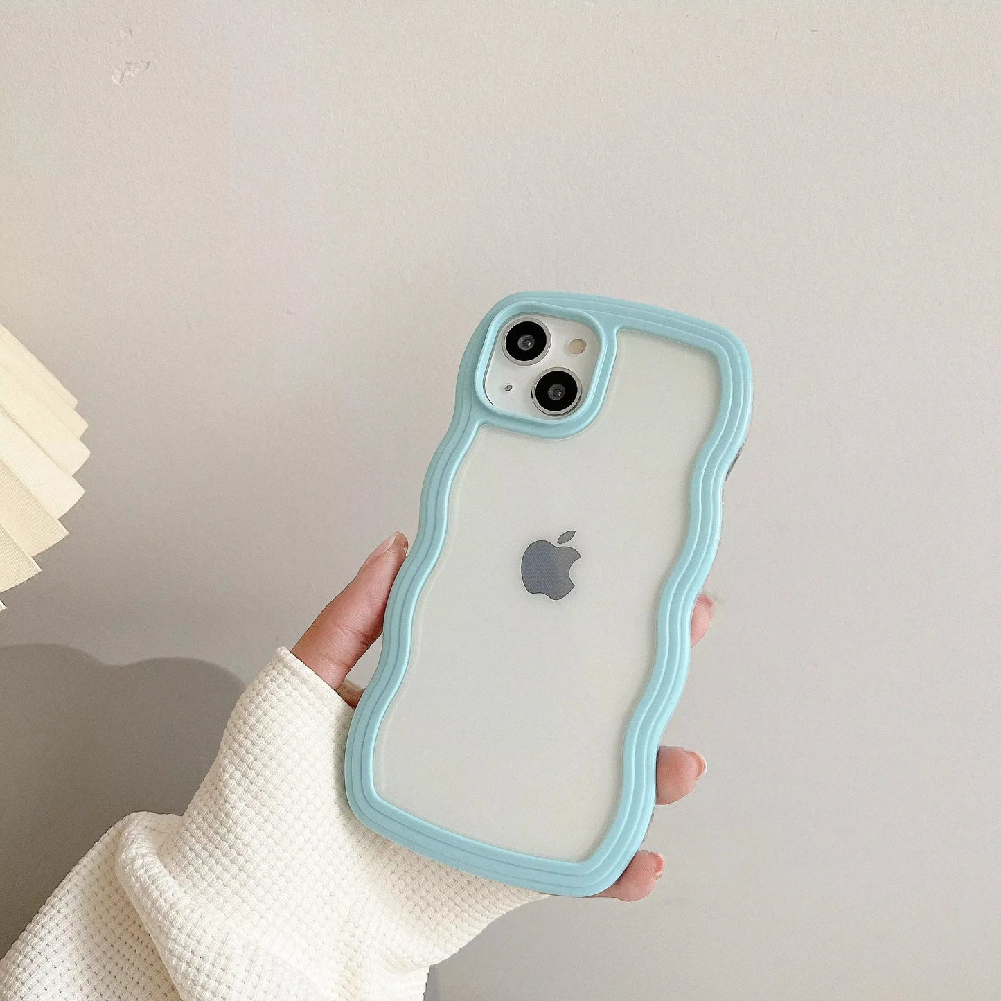 Fashion Transparent Curly Wave Case for iPhone 16 11 12 13 14 15 Pro Max 8 Plus X XR XS Shockproof Bumper Cover Capa Aesthetic