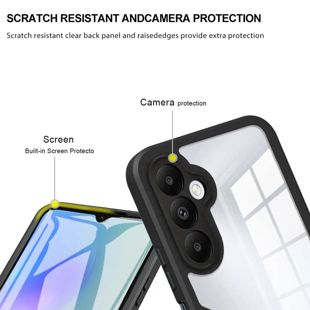 360° Full Body Transparent Shockproof Case with Screen Protector for Samsung Galaxy Models