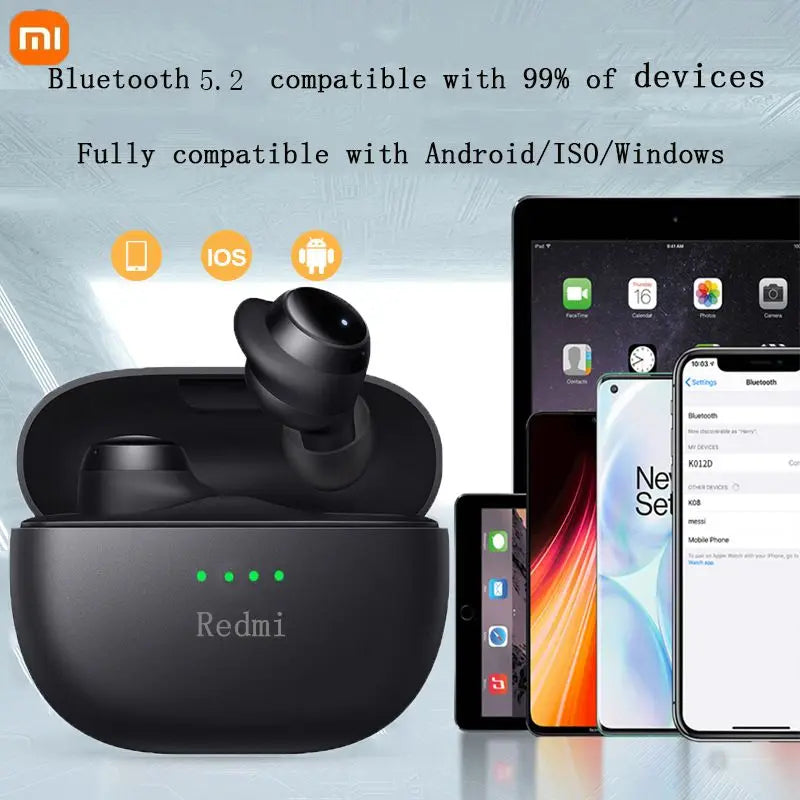 Xiaomi Redmi Bluetooth 5.2 Earbud Type-C in-ear hörlurar med mini laddningsfodral Vattentäta sporthörlurar