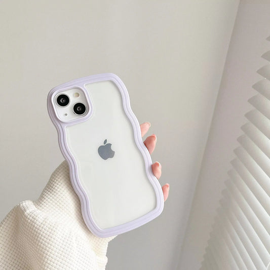 Fashion Transparent Curly Wave Case for iPhone 16 11 12 13 14 15 Pro Max 8 Plus X XR XS Shockproof Bumper Cover Capa Aesthetic