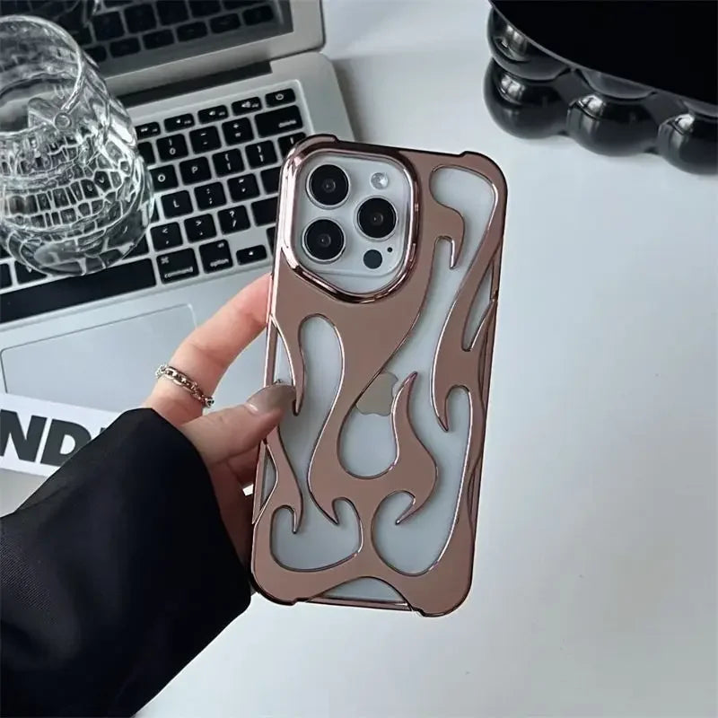 New 3D Flame Pattern Hollow Slim Shockproof Case for iPhone