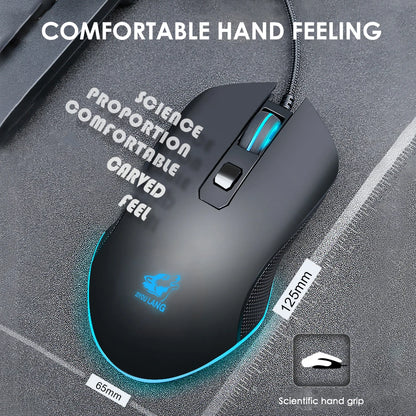 Gaming Mouse Wired USB Optical Computer Mice with RGB Backlight 3 Adjustable DPI Ergonomic Gamer Laptop PC Mouse with 6 Buttons