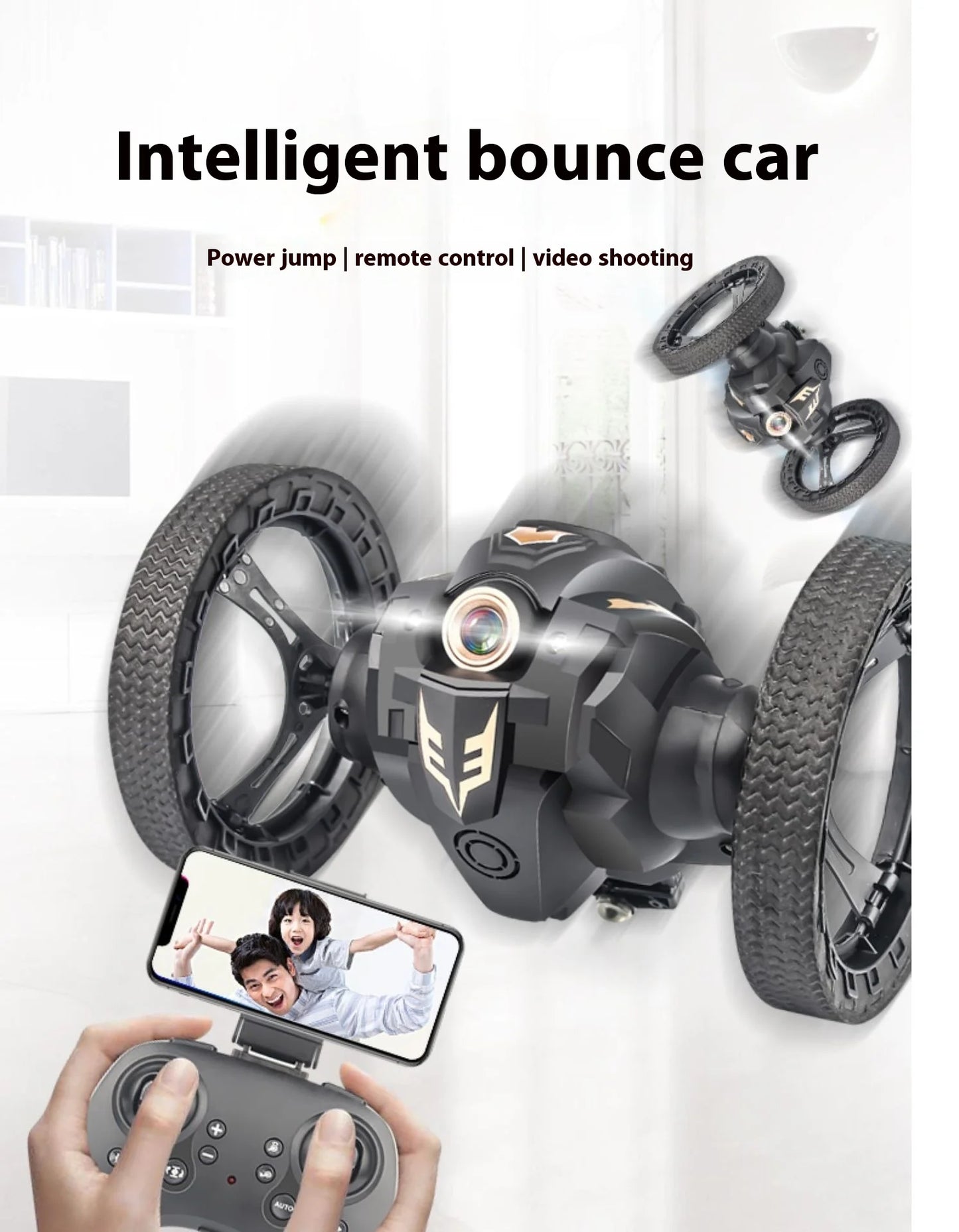 2025 New Remote Control Car Bounce Wifi With Camera Charging Stunt Dump Racing Children'S Toy Boy 2.4g Stunt Car