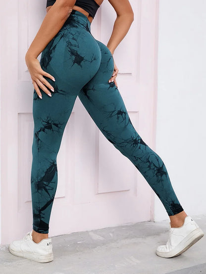 Women's High Waist Tie-Dye Yoga Leggings in 26 Colors