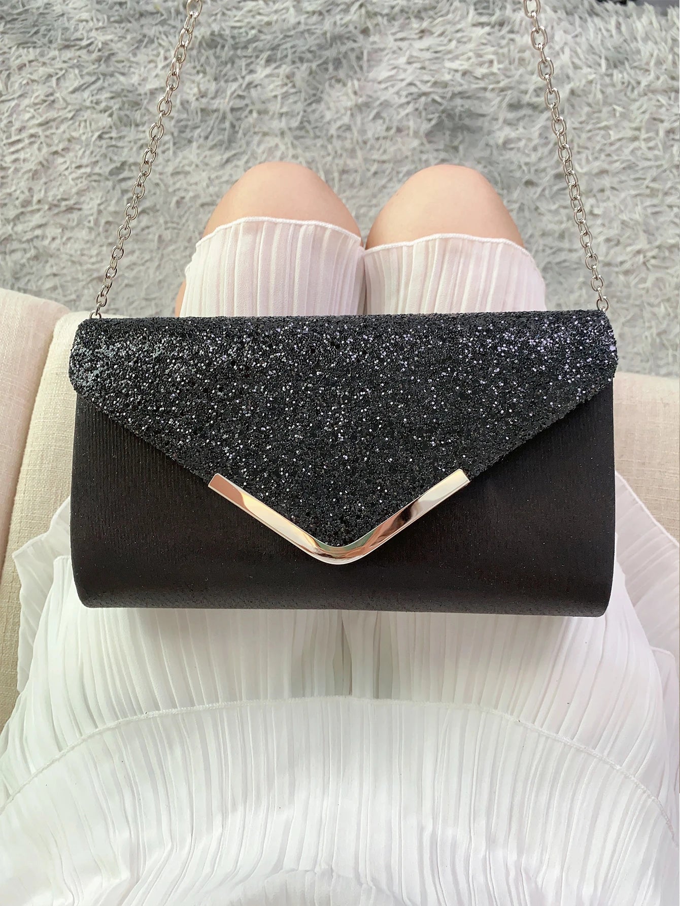 Glitter Bling Envelope Clutch – Elegant Party & Wedding Handbag for Women.