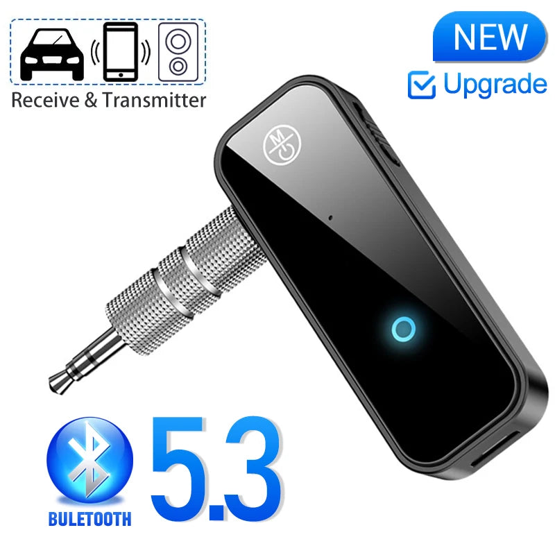 New Bluetooth 5.3 Transmitter Receiver 2 in1 Wireless Adapter 3.5mm Audio AUX Adapter For Car Audio Music Aux Handsfree Headset