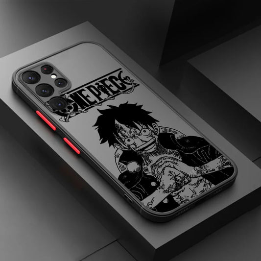 One Piece Anime Frosted Translucent Phone Case – Compatible with Samsung Galaxy