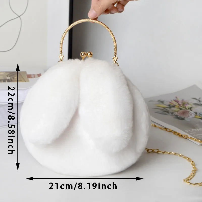 Cute Plush Rabbit Crossbody Bags for Women – Korean Version Cute Purses and Handbags, Girls New Rabbit Ear Shoulder Messenger Bag