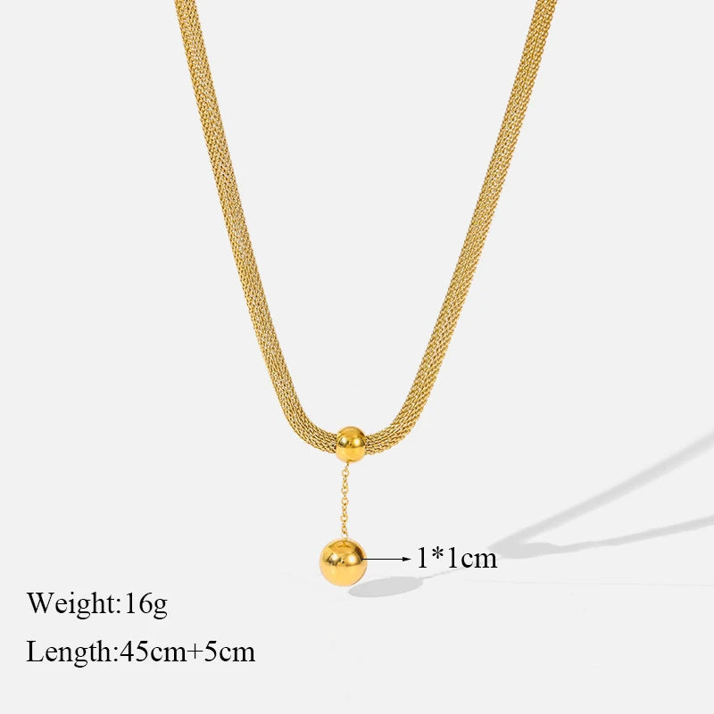 EILIECK 316L Stainless Steel 18K Gold Plated Bead Pendant Necklace Earrings Jewelry Set For Women Waterproof Fashion Jewelry