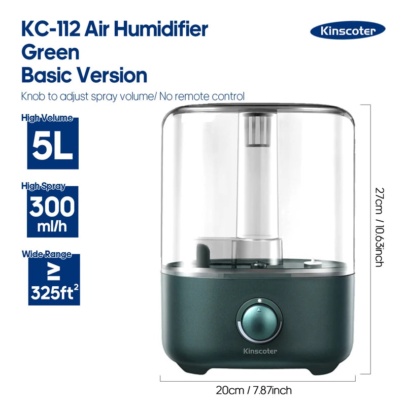 KINSCOTER 3L Air Humidifier – Large Capacity Plant Mist Aroma Diffuser with Remote Control and Timer for Home Use