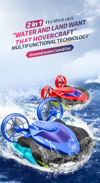 New S10 Water & Land 2 in 1 Remote Control High Speed Boat 2.4G Amphibious Hovercraft RC Drift Car Kids Toys Christmas Gifts