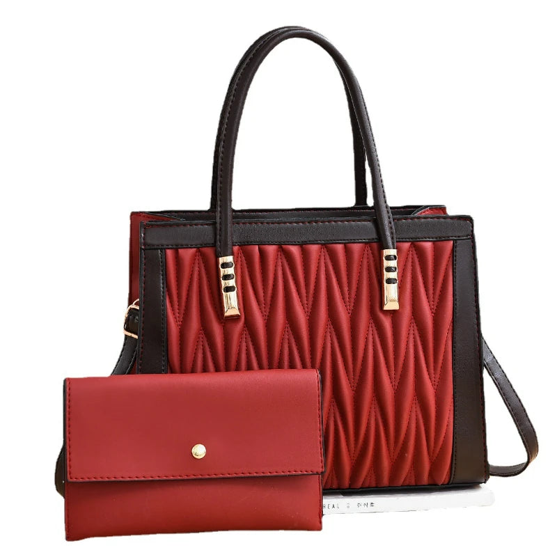 TRAVEASY Bag: Pleated PU Leather, Business