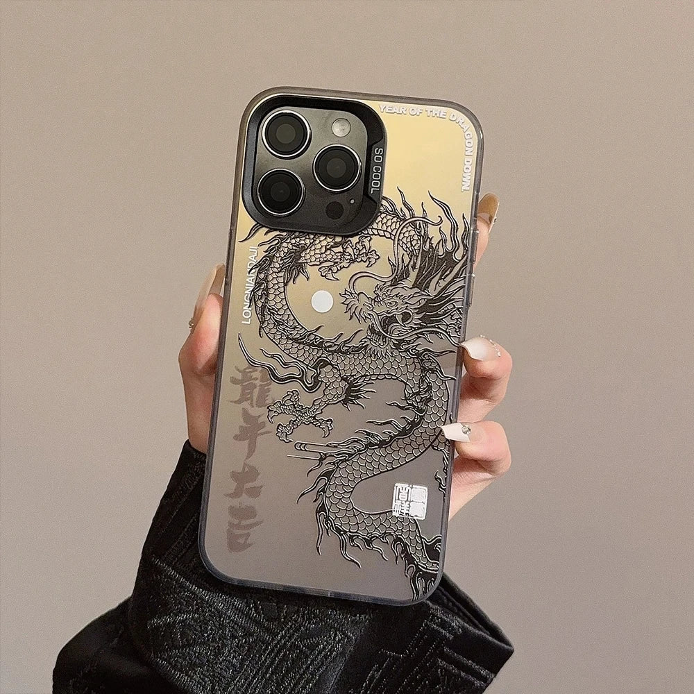 Luxury Dragon Totem Armour Case For iPhone: Anti-drop, Lens Protect, Plating Cover