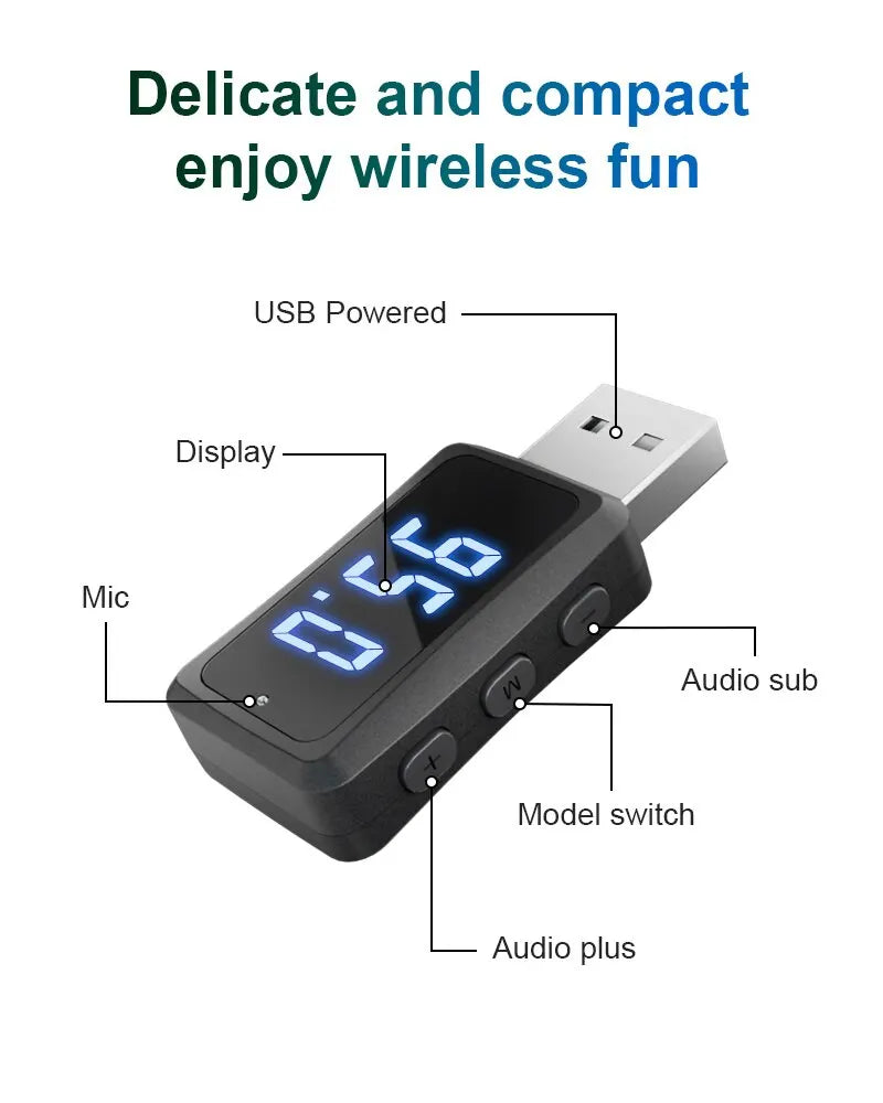 Car Bluetooth 5.3 Transmitter Receiver Handsfree Call Mini USB Power Car Kit Auto Stereo Wireless Audio Adapter For Car Fm Radio