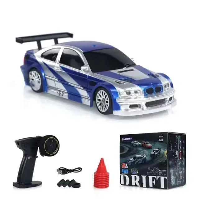 2.4G Höghastighets Drift Rc Bil 1/43 4WD Fjärrkontroll Bil Fyrhjulsdrift Radiostyrd Mini GTR Racing Modell Pojke Leksak Present