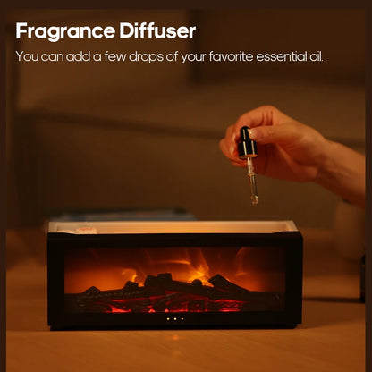 Fireplace Aroma Diffuser – Colorful Flame Air Humidifier with Timer, Remote Control, and Waterless Auto Off for Home or Office