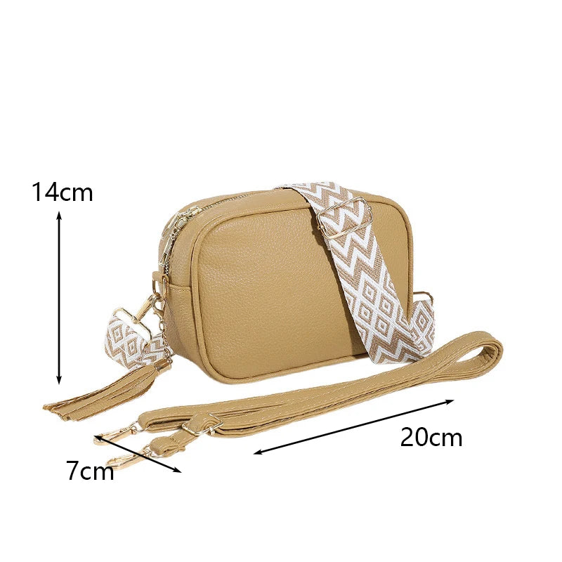 New Vintage Crossbody Cell Phone Shoulder Bag – PU Leather Messenger, Fashionable Daily Use for Women, Wide Strap Handbag