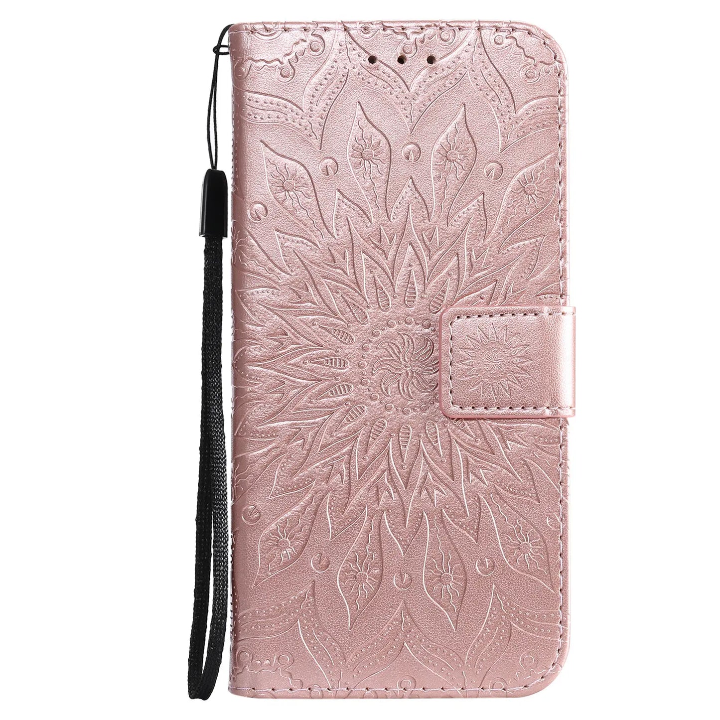 Rose Gold Leather Phone Book Cover Flower Honor