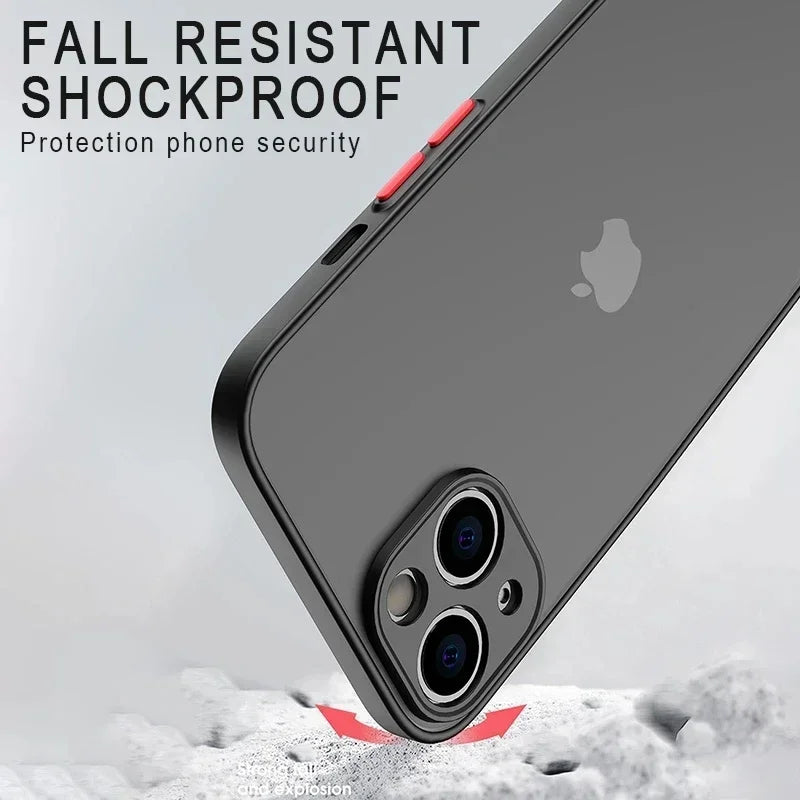 Black Matte Soft Silicone Shockproof Case For iPhone