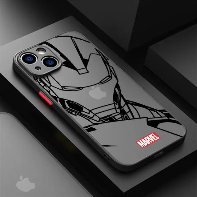 Marvel Spiderman Ironman Phone Case for iPhone XR X 14 16 Plus XS Max 8 Plus 13 Mini 15 Pro Max 12 11 Pro 7 12 Pro Matte Cover