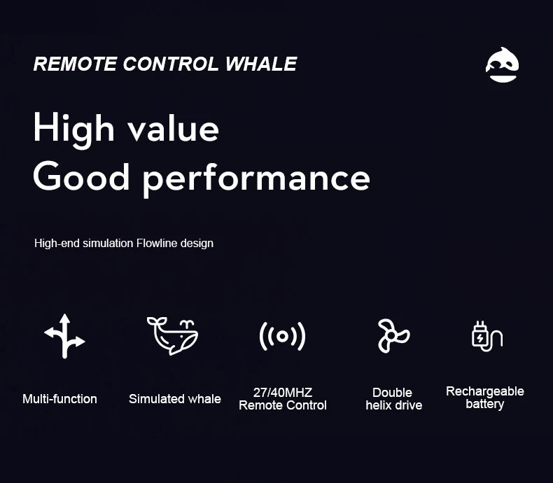 RC Whale Fjärrkontroll Ubåt Djur Undervattenssimulering Vattensprayrobot Elektrisk båt Badkar Vattentät leksak Barngåva