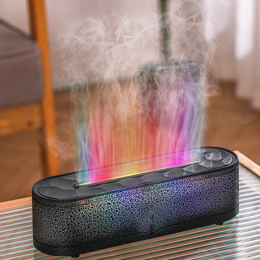 Rainbow Aroma Diffuser – Fire Flame USB luftfuktare, eterisk oljespridare med fjärrkontroll för hemdoft