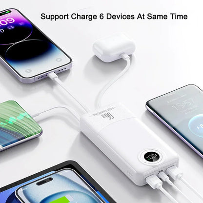 20000mAh 66W Power Bank with Fast Charging and 4 Cables