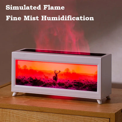 Home Fragrance Diffuser – Simulated Fireplace with Realistic Flames, Quiet Aroma Humidifier, Essential Oil Diffuser with Atmosphere Lamp