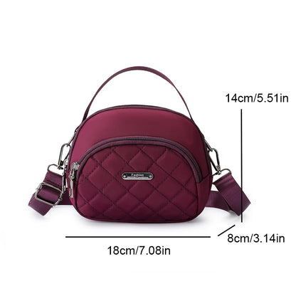 Women’s One-Shoulder Crossbody Bag – Casual Nylon Grid Mini Mobile Phone Bag