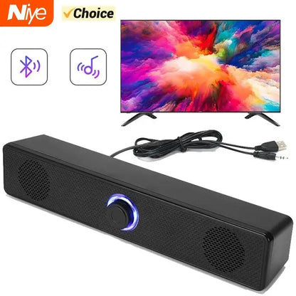 PC Soundbar Trådbunden och trådlös Bluetooth-högtalare USB-driven Soundbar för TV PC Laptop Gaming Hemmabio Surroundljudsystem