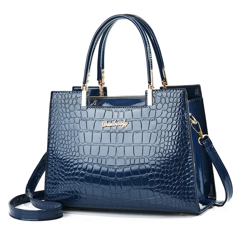 Crocodile Tote Bag: Patent Leather, Solid Color