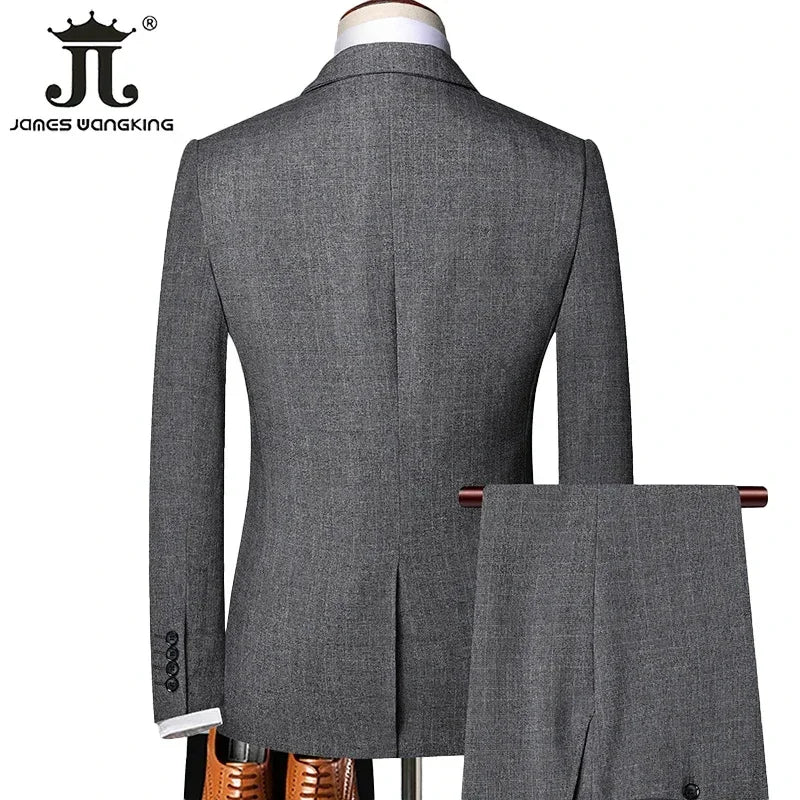 S-5XL (Jacka + Väst + Byxor) Retro Gentleman Klassiskt Mode Pläd Herr Formell Business Slim Suit 3 Styck Set Brudgum Bröllopsklänning