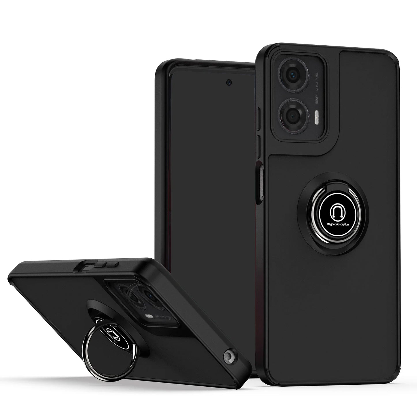 Black Hight qualitet Magnetic Ring Matte Phone Case for Motorola 5G