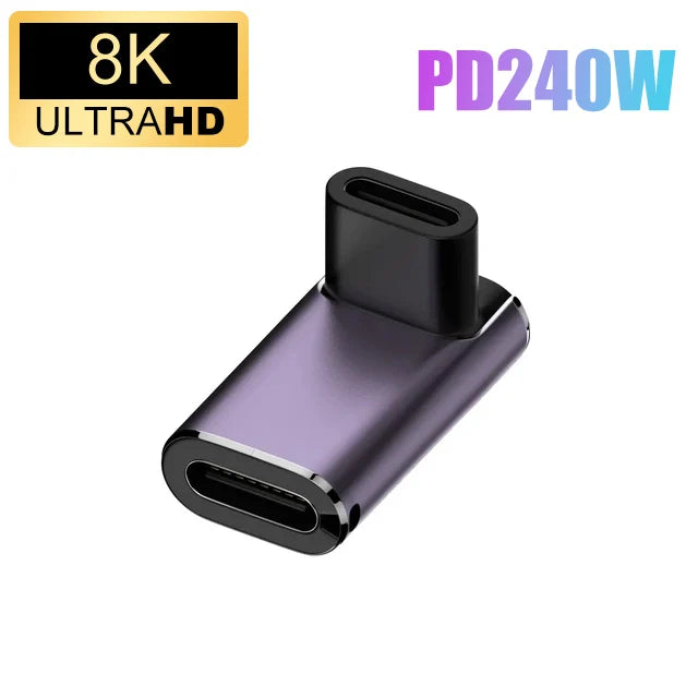 USB 4.0 PD 240W 8K 60Hz laddarkontakt för Macbook 40Gbps höghastighets USB C OTG U-form rak vinkel hane till hona-adapter