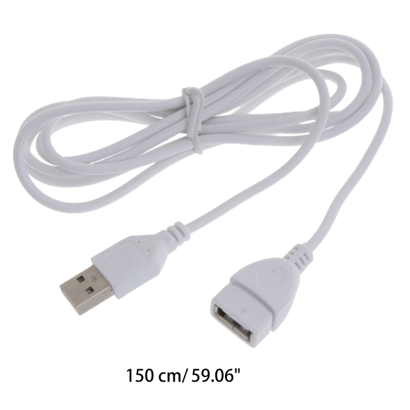 Vit USB-förlängningskabelförlängare A hane till hona 1,5M 5ft