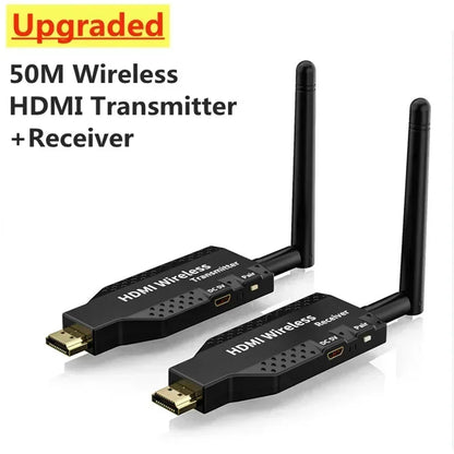 50M 5G 1080P HDMI Trådlös Audio Video Transmitter Receiver Extender för 1 TX-4 RX PS4 kamera Laptop PC till TV Monitor Projektor