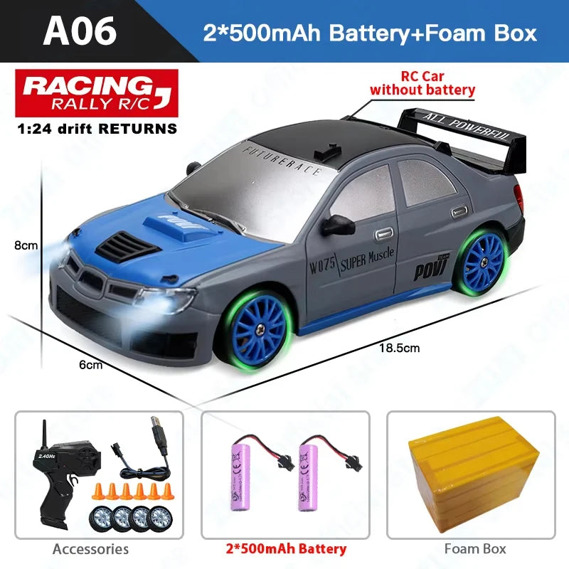 2,4G RC CAR Med LED-ljus 4WD Fjärrkontroll Drift Cars Professionella racingleksaker GTR modell AE86 för barn Julklappar