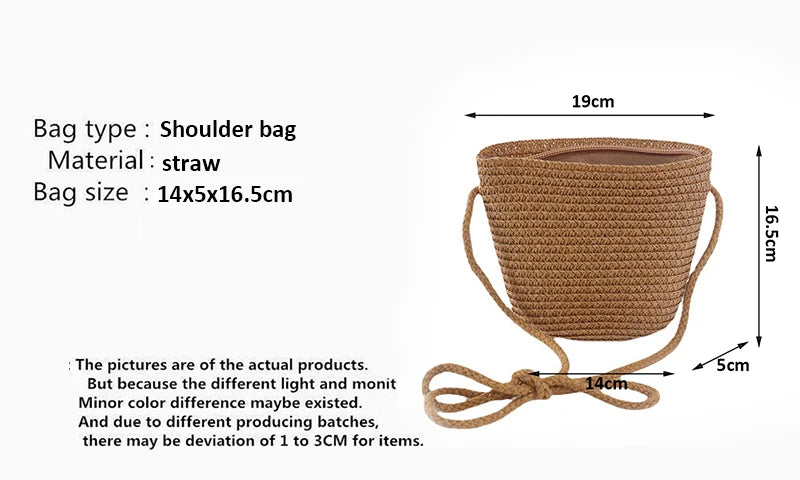 Yogodlns Flap Small Crossbody Shoulder Bag Women Straw Woven Beach Bag Ladies Rattan Handmade Knitted Bucket Mini Purse Handbags