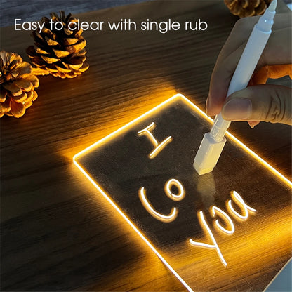 Transparent LED Night Light – USB Acrylic Message Board & Erasable Calendar