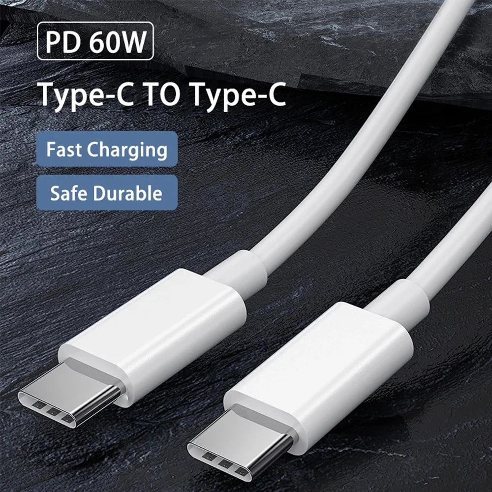 PD 60W USB C till USB Typ C Kabel Snabbladdning Datakabel För Iphone 15 15Pro Huawei Samsung Xiaomi Data Line Svart Vit 1M 2M 3M