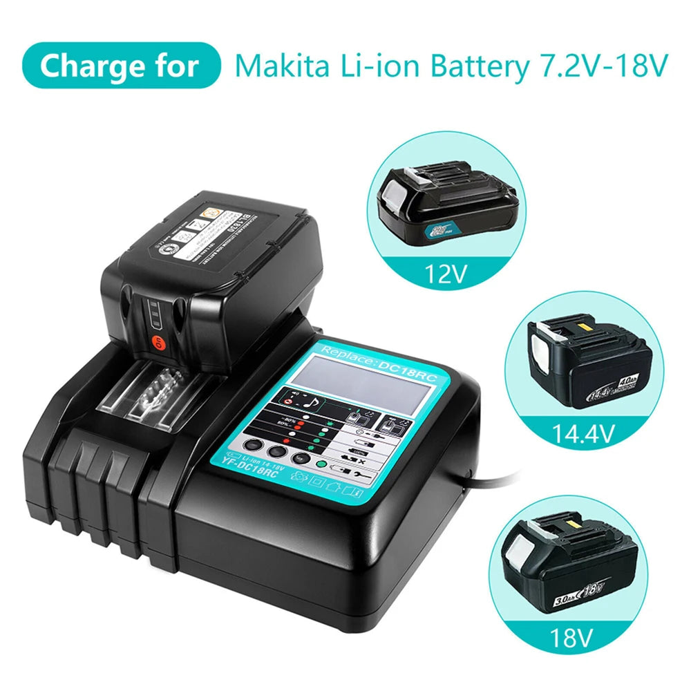 DC18RC Li-ion batteri 3A Laddare för Makita 18V 14.4V BL1860B,BL1850B,BL1840,BL1830,BL1820,BL1415,BL1440 Elverktygsladdare