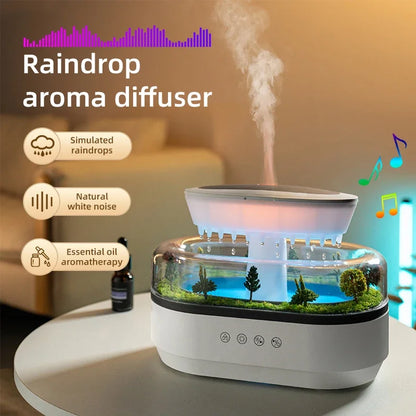 Micro Landscape Raindrop Aromatherapy Diffuser – Diffusor för eterisk olja med färgglad gradient omgivande ljus och dimma