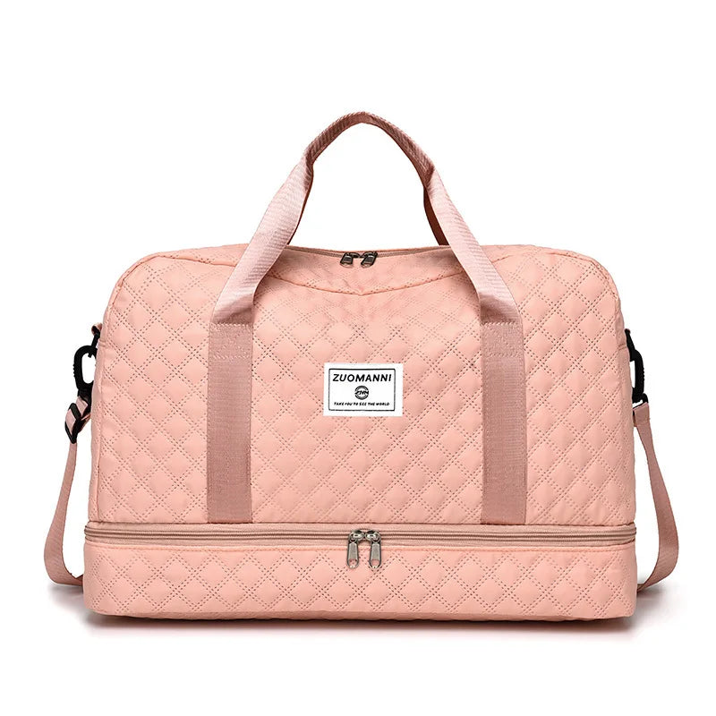 Fashion Diamond Grid Multifunctional Crossbody Bag – Lätt resväska med torr-våt avskiljning, vattentät Fitness Yoga Bag