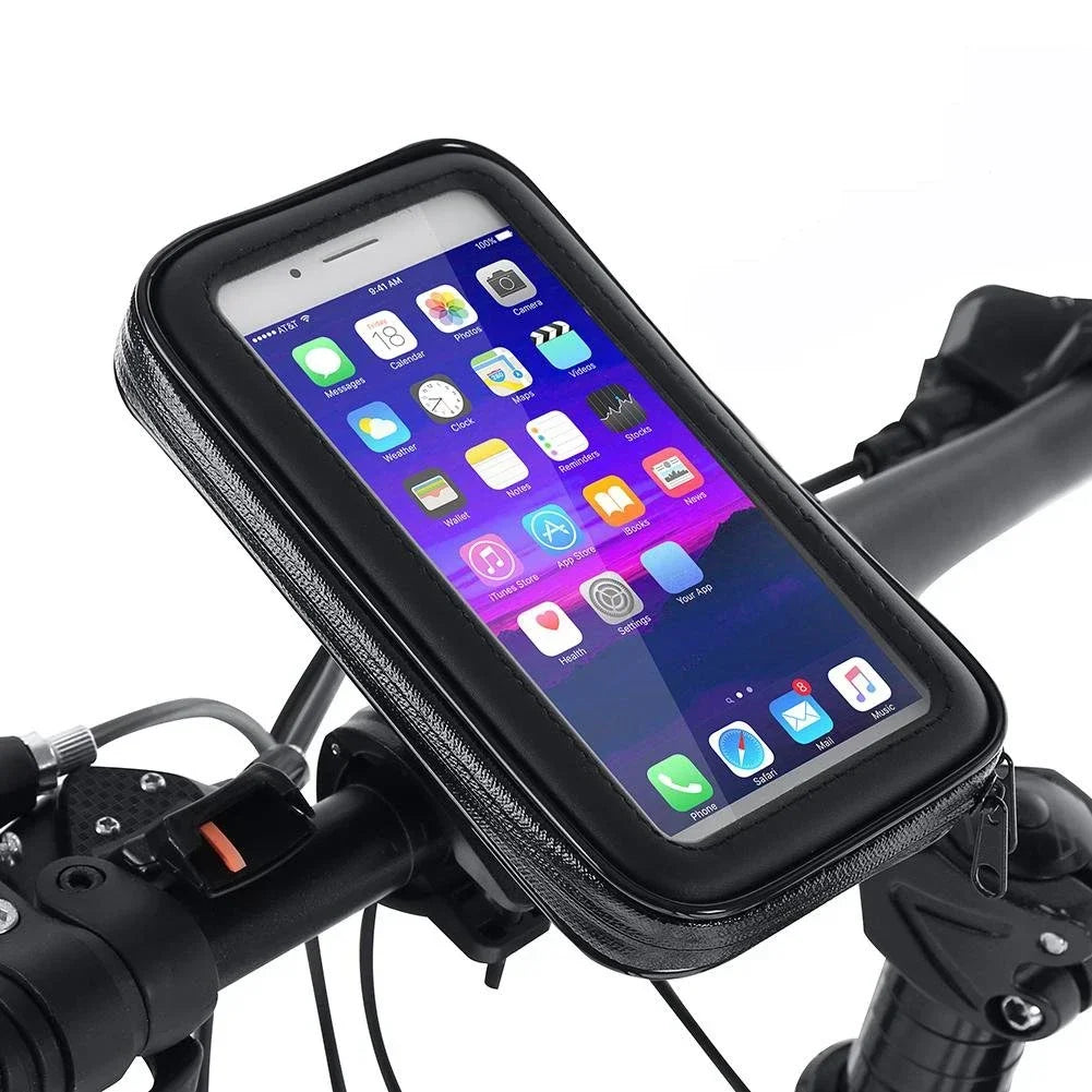 Waterproof Bicycle Phone Holder – Motorcycle Bike Handlebar Case Bag for iPhone 15 Pro Max, 14, Samsung, Bike Phone Stand Mount