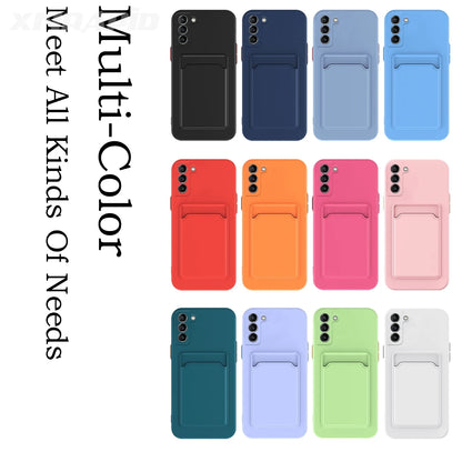 Luxury Soft Silicone Wallet Case For iPhone: Card Holder Slot Back Cover Protective Accessories